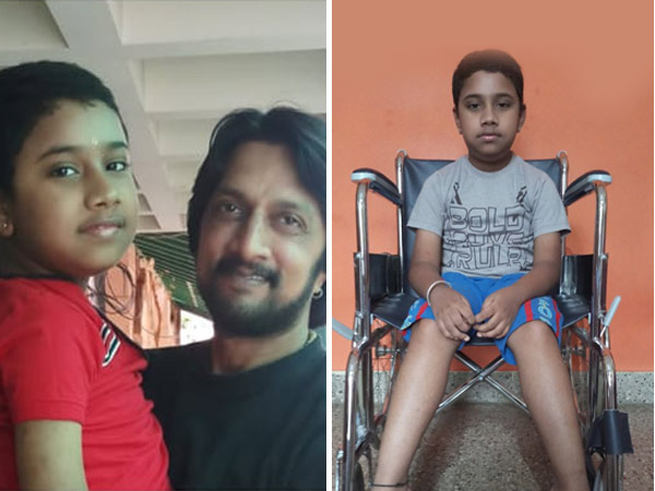 kiccha sudeep met his fan abhishek kiccha sudeep met his fan abhishek