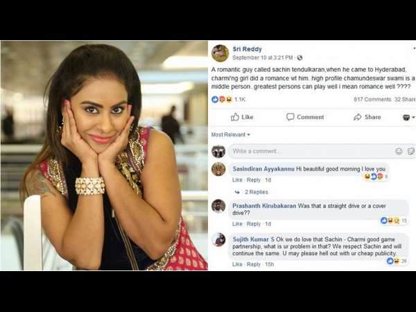 ಸಚಿನ್ ಬಗ್ಗೆ ಶ್ರೀರೆಡ್ಡಿ ಹೇಳಿರುವುದೇನು.?