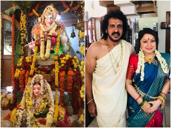 upendra and priyanka upendra celebrated ganesh chaturthi festival 