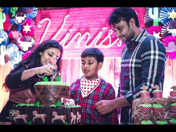 actor darshan son vineesh birthday party photos