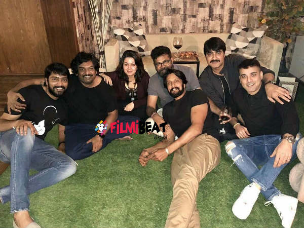 sudeep met tollywood director sukumar and puri jagannath