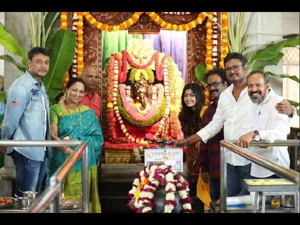 rashmika mandanna joins yajamana song shooting