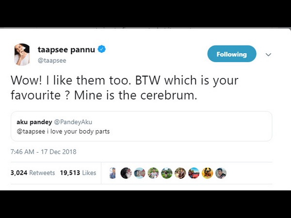 ತಾಪ್ಸಿ ಸೂಪರ್ ಪ್ರತಿಕ್ರಿಯೆ