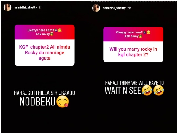 srinidhi shetty answered her fans questions about kgf chapter 2