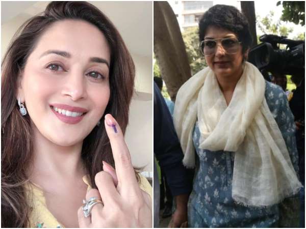 ಮತದಾನ ಮಾಡಿದ ಸೊನಾಲಿ ಬೇಂದ್ರೆ, ಮಾಧುರಿ ದೀಕ್ಷಿತ್ 