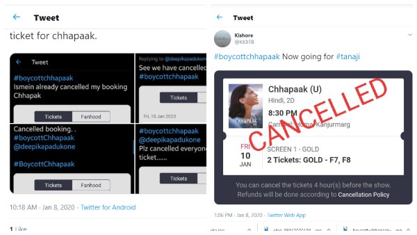 Netizens Cancelled Their Ticket For Chhapaak As Deepika Support JNU Student Netizens Cancelled Their Ticket For Chhapaak As Deepika Support JNU Student