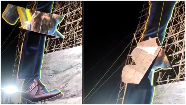 ಭಾರಿ ಗಾಳಿಗೆ ಮುರಿದು ಬಿದ್ದ ಕಟ್ ಔಟ್ ಭಾಗ 