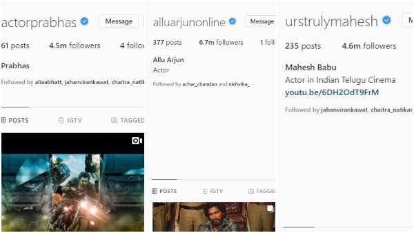 ಹೆಚ್ಚು ಫಾಲೋವರ್ಸ್ ಹೊಂದಿರುವ ದಕ್ಷಿಣದ ನಟರು