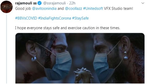 Wearing Mask To Bahubali Fight Scene Recreate For Corona A wareness