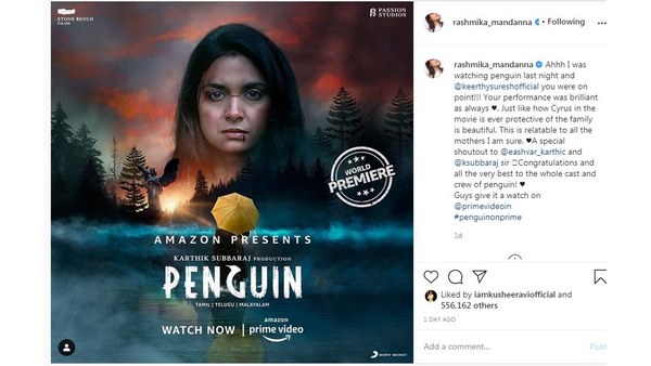 Rashmika Mandanna Praise To Keerthy Suresh After Watching Penguin