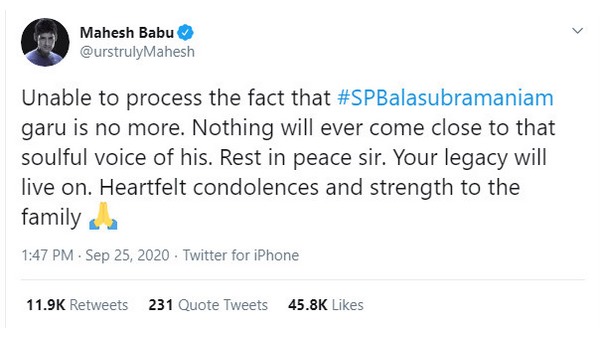 ಎಸ್‌ಪಿಬಿ ಇಲ್ಲ ಎಂದು ಊಹಿಸಲು ಸಾಧ್ಯವಿಲ್ಲ