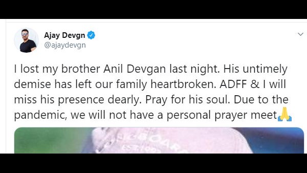 Ajay Devgns brother Anil Devgan dies, actor mourns demise