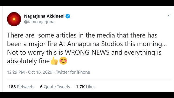 ಟ್ವಿಟ್ಟರ್‌ನಲ್ಲಿ ಸ್ಪಷ್ಟನೆ ನೀಡಿದ ನಾಗಾರ್ಜುನ 