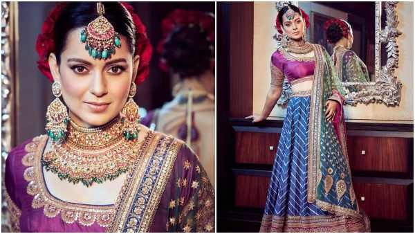 ಪಿಂಕ್ ಮತ್ತು ನೀಲಿ ಬಣ್ಣದ ಲಹೆಂಗಾದಲ್ಲಿ ಕಂಗನಾ ಮಿಂಚಿಂಗ್ 