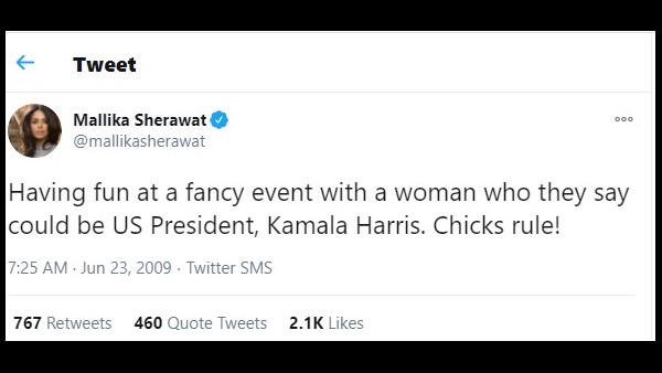 'ಮಹಿಳೆಯರು ಆಳುತ್ತಾರೆ' ಎಂದಿದ್ದ ಮಲ್ಲಿಕಾ