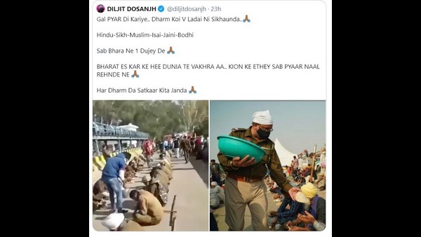 ದಿಲ್ಜಿತ್ ಟ್ವೀಟ್ ಅನ್ನು ರಿಟ್ವೀಟ್ ಮಾಡಿರುವ ಪ್ರಿಯಾಂಕಾ