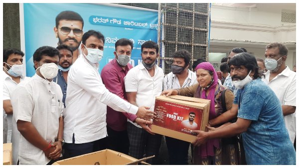 Title: DCM Ashwath Narayan distributed Food Kit to Film Actors Title: DCM Ashwath Narayan distributed Food Kit to Film Actors