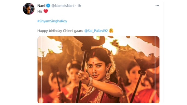 Happy Birthday Sai Pallavi: Actor Nani birthday wishes to Sai Pallavi