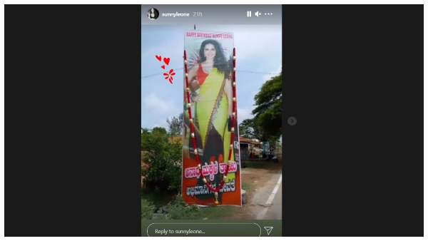 Actress Sunny Leone shares a cutout photo of her by fans in Karnataka village Actress Sunny Leone shares a cutout photo of her by fans in Karnataka village