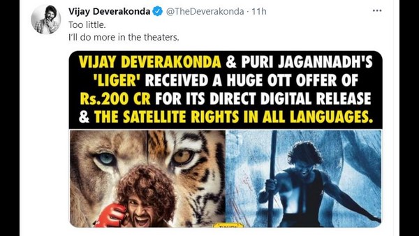 Vijay Devarakonda rubbishes rumours of Liger offered Rs 200 crore OTT deal