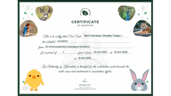 ಲವ್‌ಬರ್ಡ್ಸ್ ದತ್ತು ಪಡೆದ ನಿರ್ದೇಶಕ 