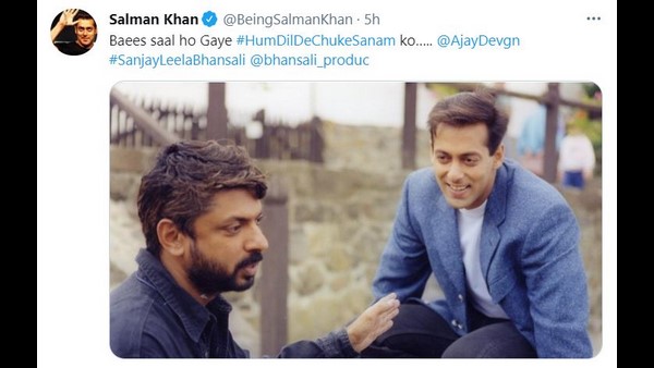 'ಹಮ್ ದಿಲ್ ದೇ ಚುಕೆ ಸನಮ್' ನೆನೆದ ಸಲ್ಮಾನ್