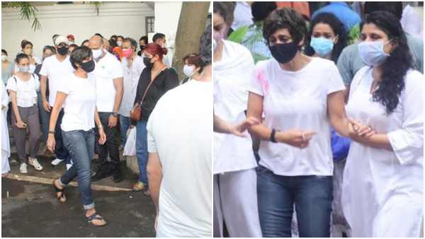 Mandira Bedi was paying her last respect and carried her husbands bier at funeral Mandira Bedi was paying her last respect and carried her husbands bier at funeral