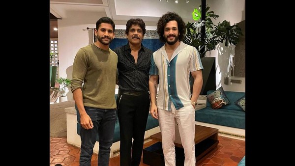Nagarjuna has birthday feast to his wife Amala and Naga Chaitanya and Akkil but Samantha is missing