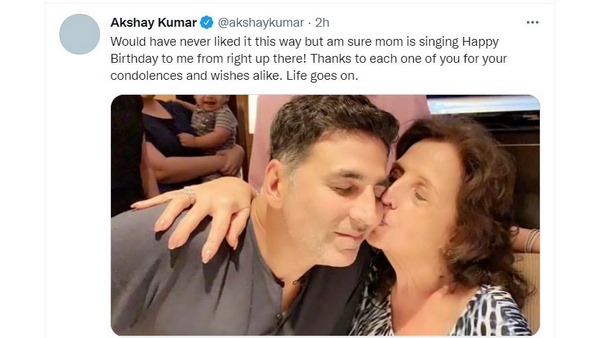 Akshay Kumar shares emotional note for his late mother on his birthday Akshay Kumar shares emotional note for his late mother on his birthday