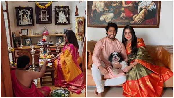 Ganesha celebration in Sumalatha Ambareesh and Nikhil Kumaraswamys house Ganesha celebration in Sumalatha Ambareesh and Nikhil Kumaraswamys house