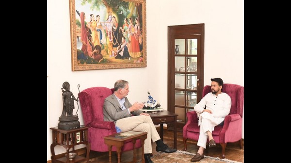 Anurag Thakur Gifted Bhagavad Gita Book To Netflix CEO Reed Hastings Anurag Thakur Gifted Bhagavad Gita Book To Netflix CEO Reed Hastings