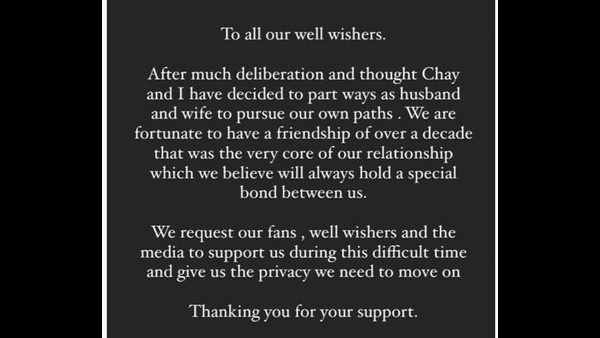 Samantha and Naga Chaitanya confirms separation, share note