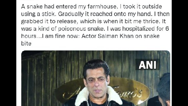 ಸಲ್ಮಾನ್ ಖಾನ್‌ಗೆ 3 ಬಾರಿ ಹಾವು ಕಚ್ಚಿತ್ತು 