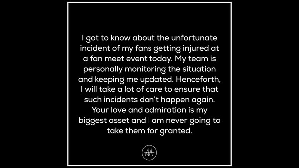 ಅಭಿಮಾನಿಗಳಿಗಾಗಿ ಭಾವನಾತ್ಮಕ ಪತ್ರ ಬರೆದ ಅಲ್ಲು ಅರ್ಜುನ್! 