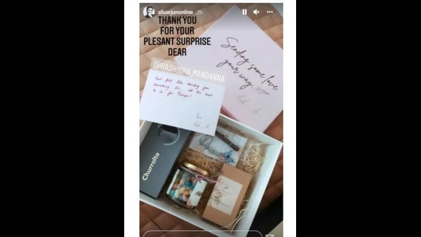 ಉಡುಗೊರೆ ಕಳಿಸಿದ ರಶ್ಮಿಕಾ ಮಂದಣ್ಣ 