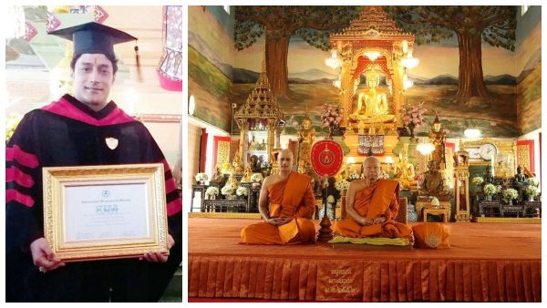 Indian actor Gagan Malik has been ordained at Wat That Thong in Bangkok to study Lord Buddha