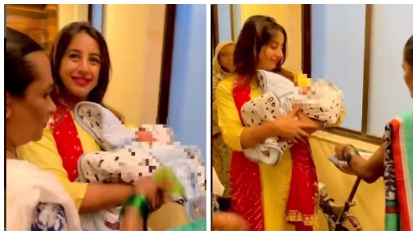  ಆರತಿ ಬೆಳಗಿ ಮಗುವನ್ನು ಬರ ಮಾಡಿಕೊಂಡ ಕುಟುಂಬ