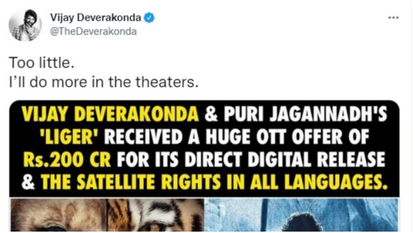 Netizens trolls Vijay Devrakonda for his Old tweet About Liger Movie Direct OTT Release Deal
