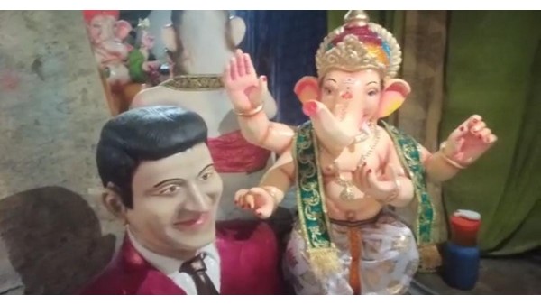 Puneeth Rajkumar Statue With Ganesh Idol In Chikkamagaluru Puneeth Rajkumar Statue With Ganesh Idol In Chikkamagaluru