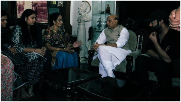 Defence Minister Rajnath Singh Met Late Krishnam Raju Family And Prabhas In Hyderabad