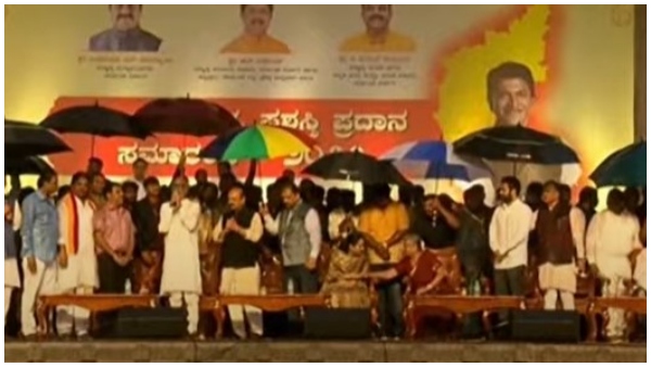 Rain at Puneeth Rajkumars Karnataka Ratna award ceremony