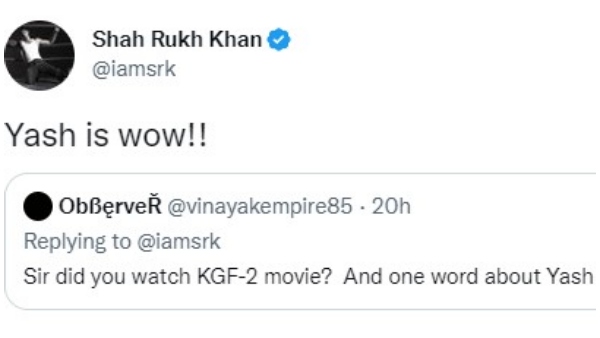 'ಯಶ್ ಈಸ್ ವಾಹ್' ಎಂದ ಶಾರುಕ್ 