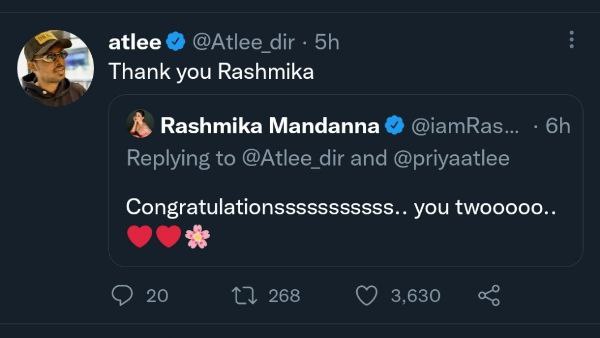 ಶುಭ ಹಾರೈಸಿದ ರಶ್ಮಿಕಾ 