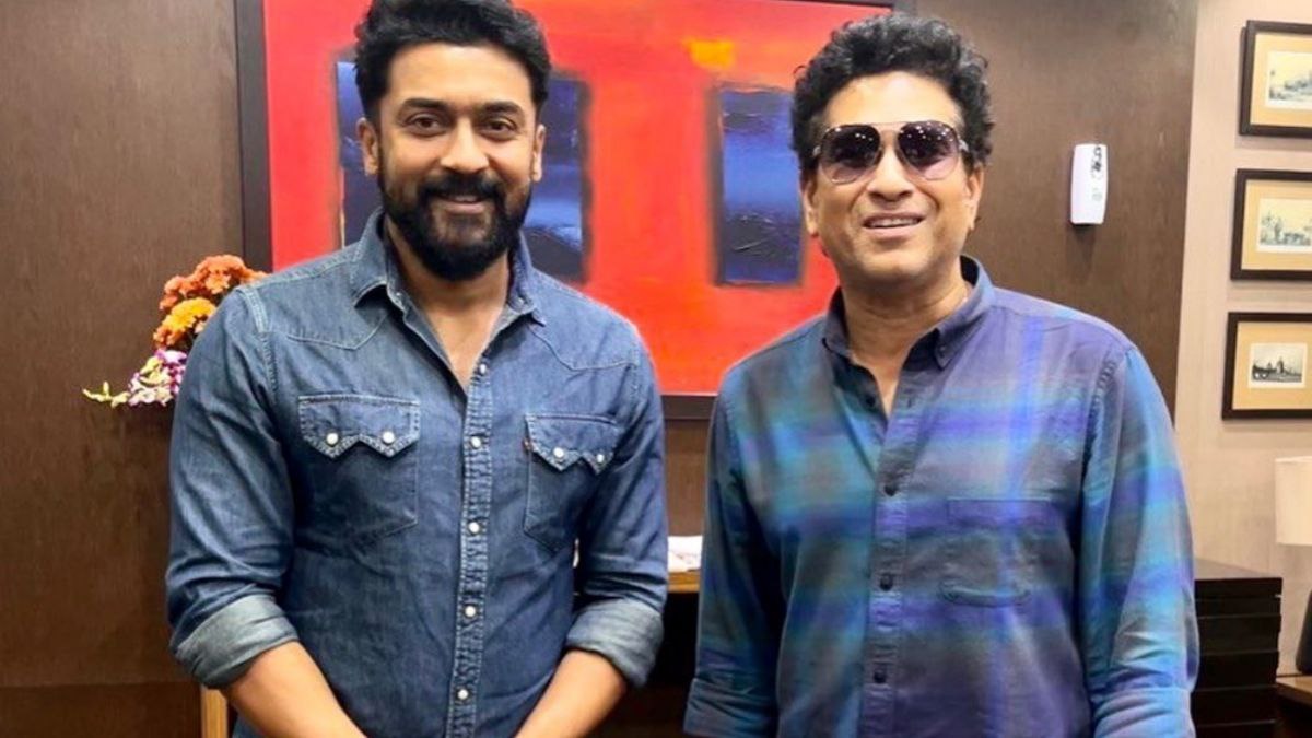 Sachin Tendulkar shared a pic with actor Suriya and wrote the caption in Tamil Sachin Tendulkar shared a pic with actor Suriya and wrote the caption in Tamil