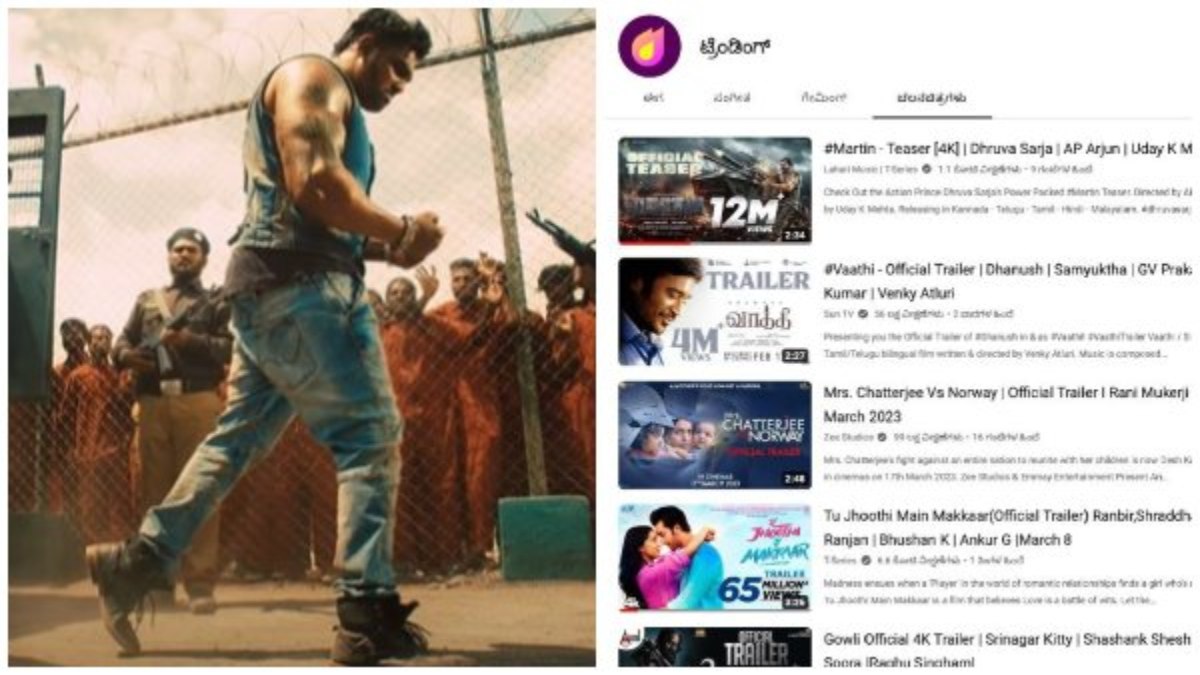 Dhruva Sarja Martin Movie Teaser Treanding No 1 Karnataka Pan India 10th Rank Dhruva Sarja Martin Movie Teaser Treanding No 1 Karnataka Pan India 10th Rank