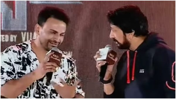 Sudeep Mentioned Why Dhananjay Did Not Speak About Amrutha Iyengar in Hoysala Trailer Launch Sudeep Mentioned Why Dhananjay Did Not Speak About Amrutha Iyengar in Hoysala Trailer Launch