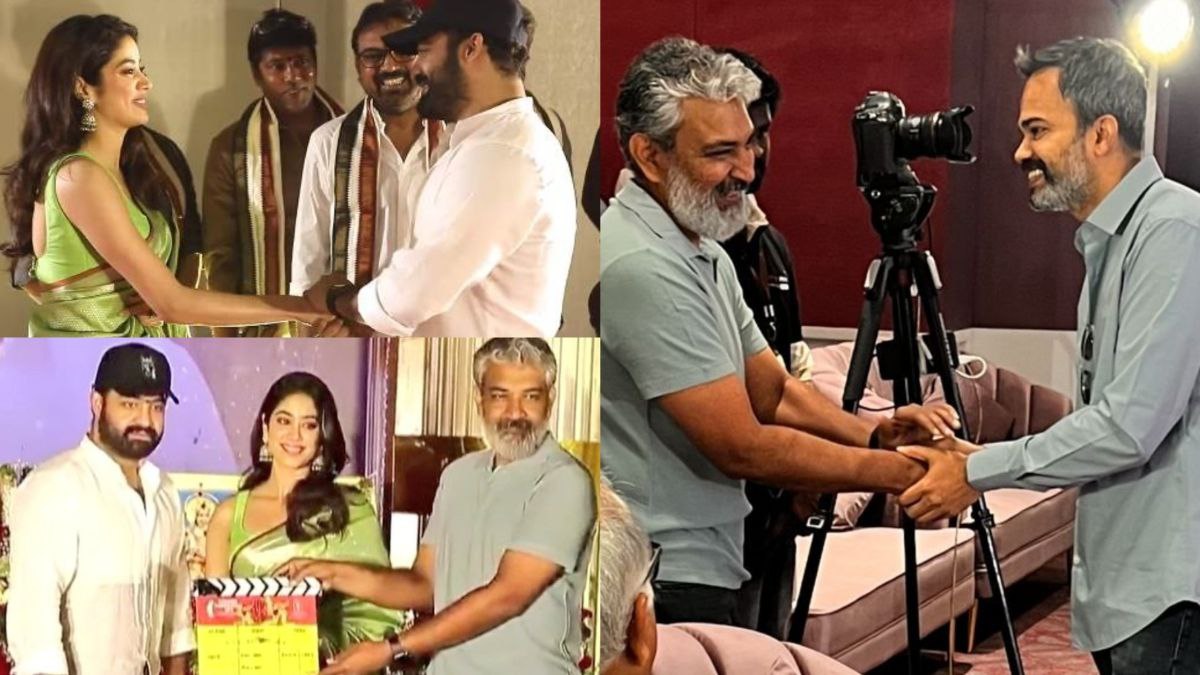 NTR 30: SS Rajamouli clapped for Jr NTR and Koratala Shiva combination NTR 30 during Muhurtham NTR 30: SS Rajamouli clapped for Jr NTR and Koratala Shiva combination NTR 30 during Muhurtham