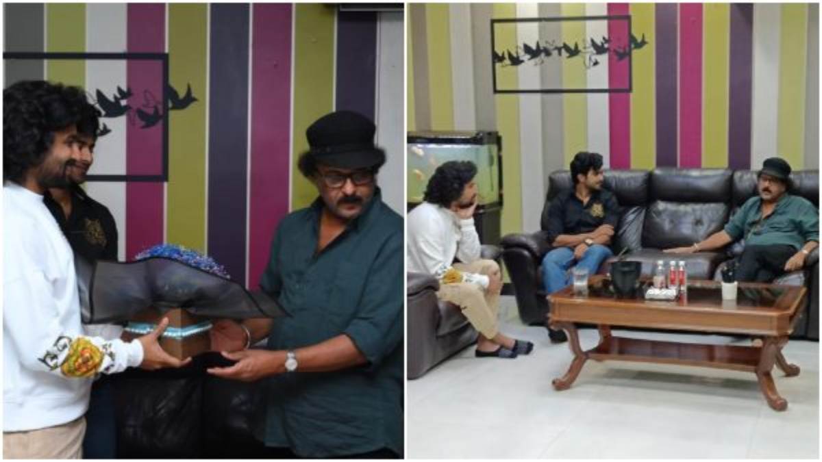 Telugu Actor Nani Met Crazy Star Ravichandran In Bengaluru While Dasara Movie Promotion Telugu Actor Nani Met Crazy Star Ravichandran In Bengaluru While Dasara Movie Promotion