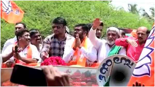 Actor Darshan And MP Sumalatha Ambareesh begins Poll campaign in Favour of Srirangapatna BJP candidate Sacchidananda S Actor Darshan And MP Sumalatha Ambareesh begins Poll campaign in Favour of Srirangapatna BJP candidate Sacchidananda S