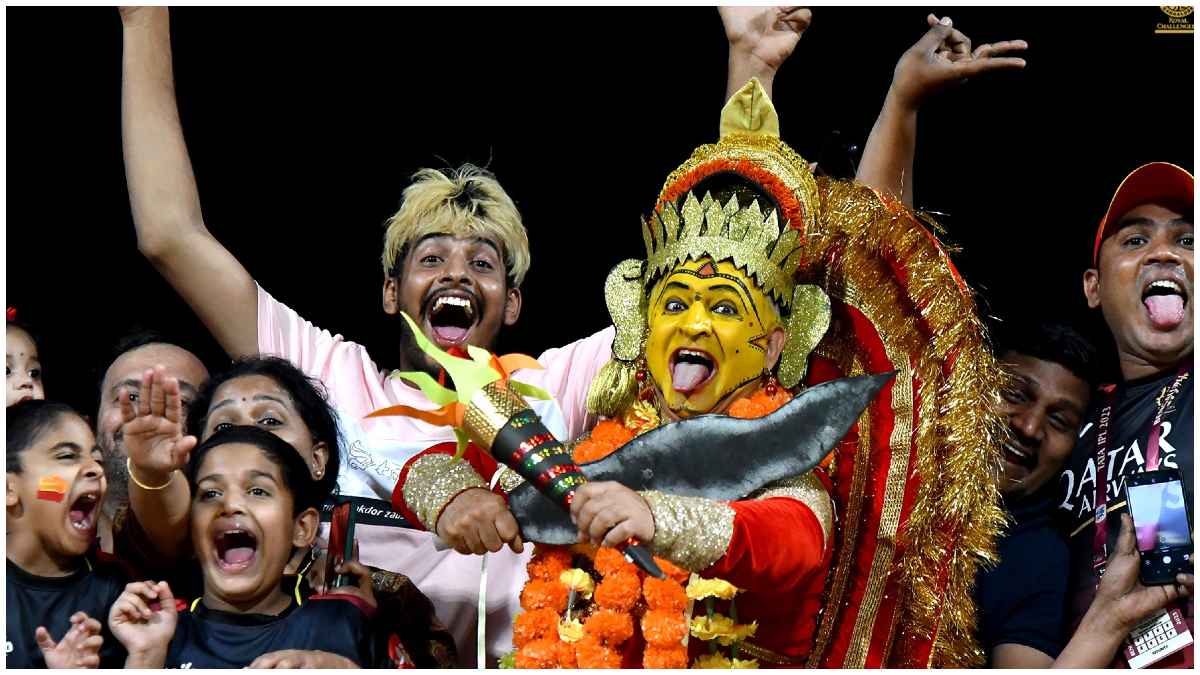 Tulu People Request Rishab Shetty not to make kantara 2 after fan wears Daiva getup in IPL match Tulu People Request Rishab Shetty not to make kantara 2 after fan wears Daiva getup in IPL match